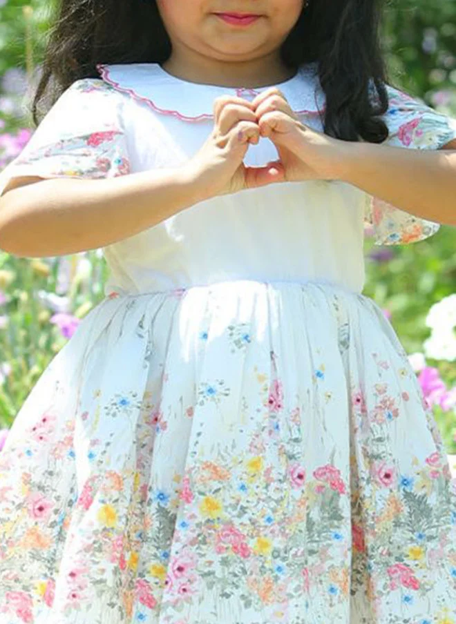 Luxe & Hardy فستان بناتي بأكمام واسعة وطبعة زهور